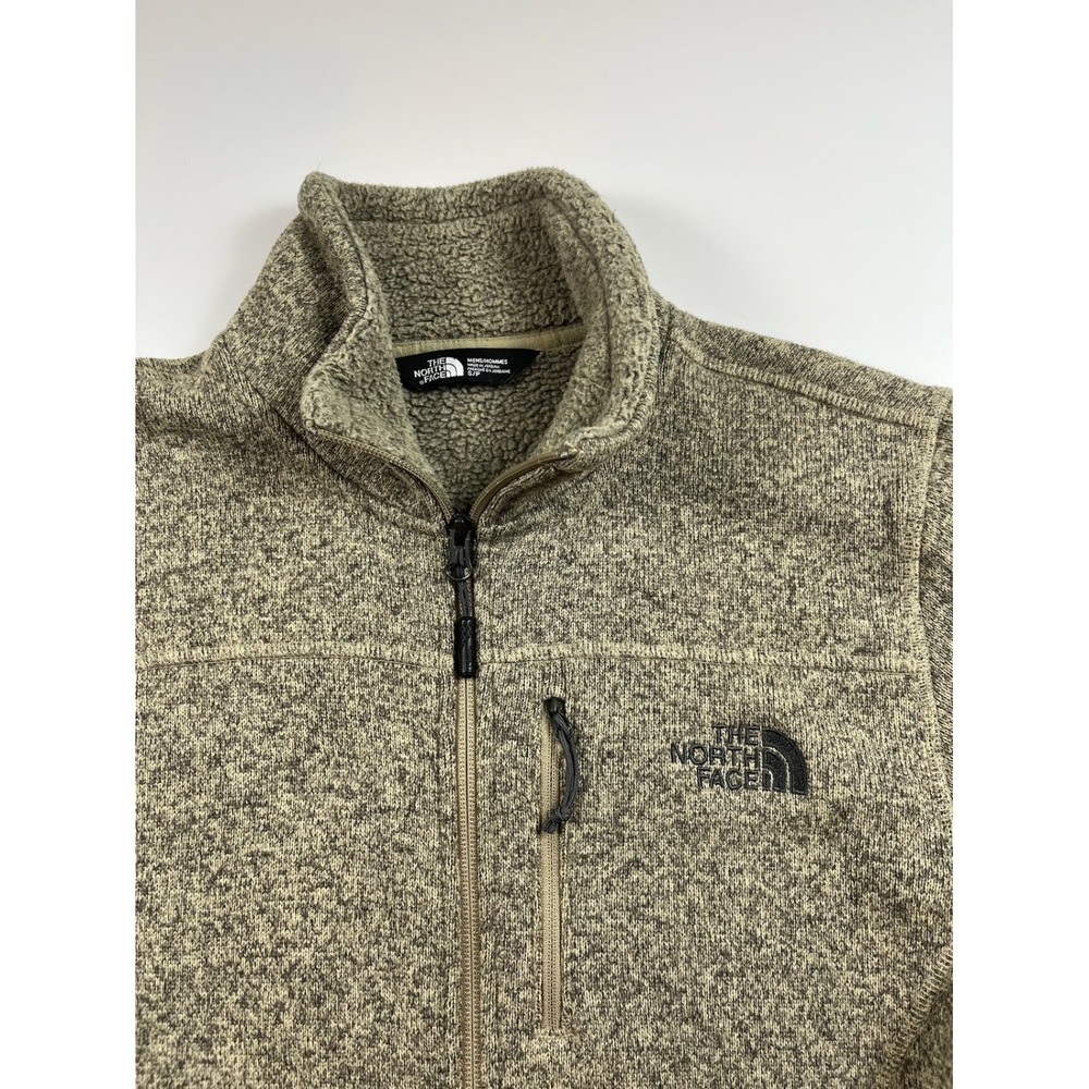 The North Face Gordon Lyons Full Zip Sweater Thick Fleece Jacket Size Tan Small
